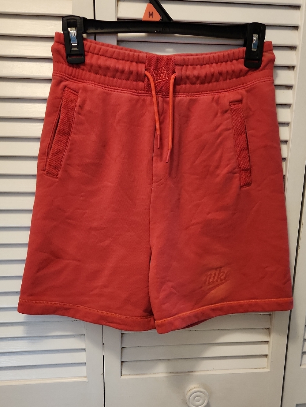 Nike Men's Coral Red Drawstring Shorts